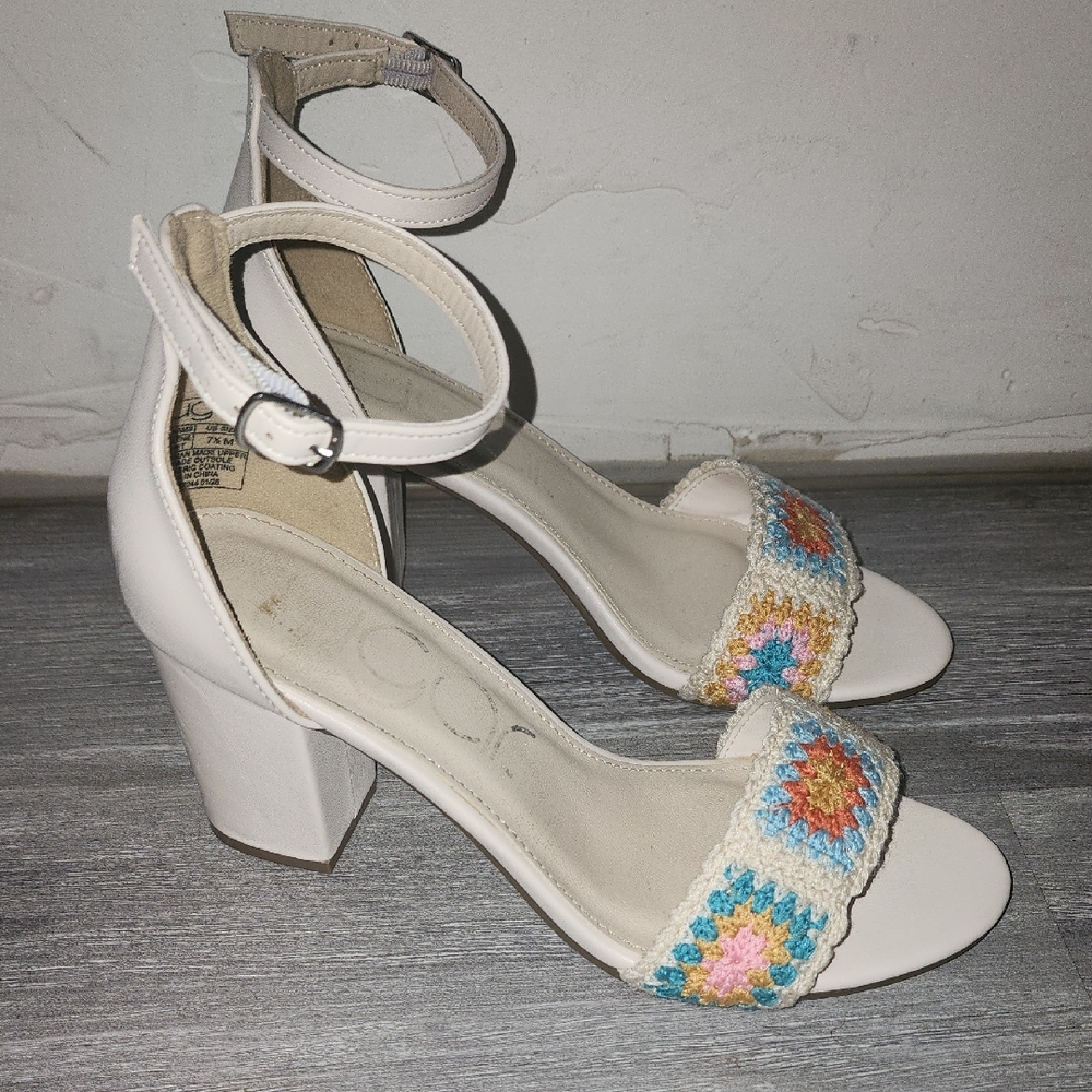 Elegant White Block Heel Sandals